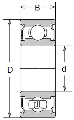 Technische Zeichnung Miniaturlager Zoll R 1-5 ZZ