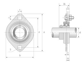 Technische Zeichnung Flanschlagereinheiten ASPFL 206